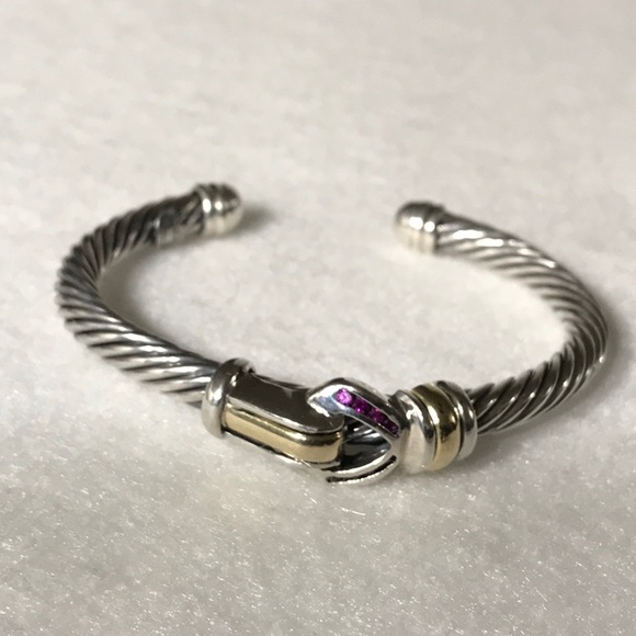 Sterling and 18k Gold Bracelet With Rubies - Picture 1 of 6